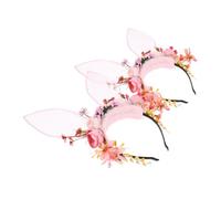 Veemoon 2pcs Cute Bunny Ear Headband Floral Crown Design Rabbit Ears for Fairy Halloween Wedding Christmas Party