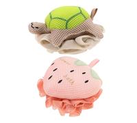 Veemoon 2PCS Cute Turtle Strawberry Shower Loofah Bath Sponge Soft Mesh Body Scrubber for Gentle Exfoliation Lightweight Polyester PE Material Rich Production for Adults Bathroom Use