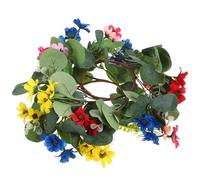 Veemoon 2pcs Daisy Flower Candle Rings Artificial Eucalyptus Leaf Wreaths Rustic Delicate Artistic Table Decoration Not Easy to Fade Or Break Festival Birthday