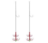 Veemoon 2pcs Double-layer Stainless Steel Umbrella Hooks for Sea Fishing, Wear-resistant Multi-hook Design, for Outdoor Fishing Squid and Octopus Catching