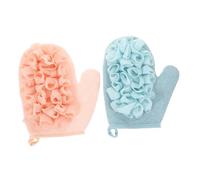Veemoon 2pcs Double Sided Exfoliating Gloves Durable Loofah Sponge for Deep Skin Scrub and Back Washing Adult Specific Fit for Enhanced Shower Experience