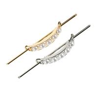 Veemoon 2PCS Durable Alloy Pearl Hair Chopstick Womens Hollow Oval Hairpin in Gold Silver Stylish Hair Sticks for Messy Buns