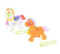 Veemoon 2pcs Electric Walking Small Horse with Leash for 1-3 Years, Motor Skills Development Playset, White and Orange Small Horse Figures for Boys and