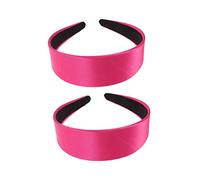 Veemoon 2pcs Elegant Solid Color Headband Wide-edge Satin Hair Hoops for Women Girls Stylish Headdress for Celebrations Parties and Everyday Wear Rosy