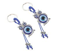 Veemoon 2pcs Evil Eye Owl Keychain Pendant Eyes Protective Amulet Key for Home Car and Daily Use Hanging Accessories for Blessings and Strength