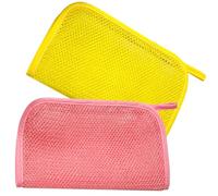 Veemoon 2pcs Exfoliating Back Scrubber Bath Net Sponge Made of Nylon for Home Use, Dual-Layer African Style Shower Washcloth for Skin Smoother and Deep Cleaning Color Color