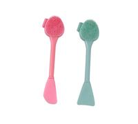 Veemoon 2pcs Face Brush Silicone Mask Mixing Mudpack Makeup Removal Brush for Facial Cleansing Portable Use Fish Tail Green and Double-headed Blade Pink