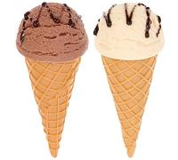 Veemoon 2pcs Fake PVC Ice Cream, Ice Cream Cone Decorations Realistic Display Ice Cream Cones Simulation Food Desserts Model Ice Cream Shop Ornament for Food Display Photo Props