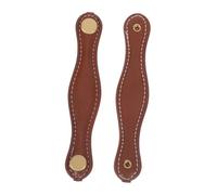 Veemoon 2pcs Faux Leather Drawer Handles Replacement Cabinet Pulls Vintage Door Pulls for Wardrobe Dresser Travel Bag Repair Soft Touch Decorative Grips in Red Brown