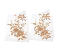 Veemoon 2pcs Floral Embroidered Lace Applique with Beaded Detail Embroidery Flower Lace Patches for Wedding Gown Dress DIY Clothing Repair and Decoration Gold