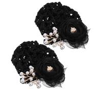 Veemoon 2pcs Floral Hair Bun Covers Net Clips for Women Elegant Hair Net Holders for Ceremonial Events and Everyday Use Lightweight and Comfortable Design