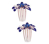 Veemoon 2pcs Flower Bride Hair Comb Elegant Dark Rhinestone Headdress for Weddings Parties Delicate Hair Ornament for Women Chic Floral Design Accessory for Special Occasions