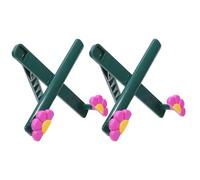 Veemoon 2pcs Foldable Plastic Book Stand for Reading Adjustable Cookbook Holder with Flower Design, Desktop Book Holder for Kitchen Counter and Office Textbook Display, Green and Purple