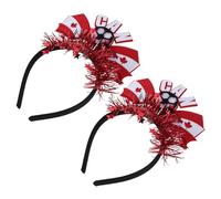 Veemoon 2pcs Football Themed Headbands Made of Nonwovens, Easy to Put on Cheering Accessories with Bright Red Soccer for Sports Events and Public Zones