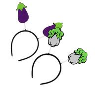 Veemoon 2pcs Funny Vegetable Headbands Purple Eggplant Green Cabbage Hair Accessories for Theme Parties Festivals Photo Props Lightweight Comfortable Design