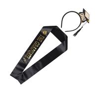 Veemoon 2pcs Graduation Cap Headband Sash Set Doctoral Graduation Straps Satin Tassels Unique Party Supplies Celebrations