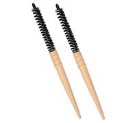 Veemoon 2pcs Hair Roller Comb Wooden Handle Nylon Hairdressing Brush for Wet Or Dry Use Scalp Massage Small Volumizing Bang Styling Tool