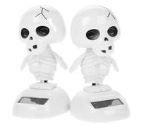 Veemoon 2pcs Halloween Decorations Car Skeleton Figurine White Plastic Solar Panel Dancing Motion Creative Creepy Ghost Ornament Easy to Place for Car