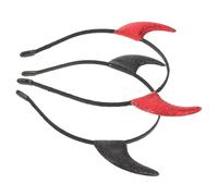 Veemoon 2Pcs Halloween Devil Horn Headband Set with Sparkling Crimson and Ebony Horns, Party Costume Hair Hoop Accessories for Women and Men, Carnival and Cosplay Hairband