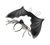 Veemoon 2pcs Halloween Party Decorations Black Bat Wings Demon Costume Accessories Spiderweb Headband for Boys and Girls Adults Dress up Cosplay Vampire Theme