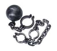 Veemoon 2pcs Halloween Prisoner Shackles Foot Chains Prop, Realistic Silver Plastic , Lightweight and Safe to Use for Haunted House or Cosplay