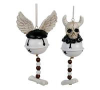 Veemoon 2pcs Halloween Skull Bells Wind Chimes Durable Outdoor Porch Decor with Spooky Skeleton Design for Garden Patio Hanging Easy to Install Haunted House Ornament