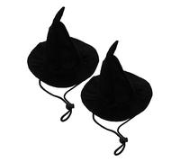 Veemoon 2pcs Halloween Witch Hat Set for Dogs and Cats - Lightweight Costumes with Comfortable Elastic Bands - Perfect for Pet Parties Festivals and Spooky Celebrations