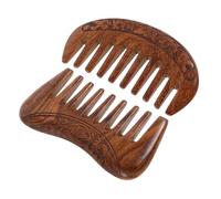 Veemoon 2pcs Hand Carved Black Gold Sandalwood Comb Wide Tooth Detangling Hair Brush with Artistic Patterns for Scalp Massage and Guasha Therapy Suitable for Thick Curly Hair Men Women