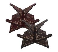 Veemoon 2pcs Hand-Carved Wooden Bible Book Stand, Rustic Prayer and Reading Rack Black and Red Finish, Portable Scripture Display Holder for Church and Home Use