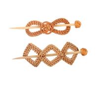 Veemoon 2pcs Hand-woven Hairpin Boho Rattan Hair Clips for Women Teens Decorative Hair Forks Braid Hairpin