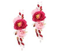 Veemoon 2PCS Handcrafted Chinese Style Wedding Hair Vine with Artificial Peony Flowers Rustic Bridal Flower Headband for Women and Floral Hair Accessories for Traditional Ceremonies and
