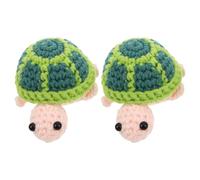 Veemoon 2PCS Handmade Crochet Turtle Dolls, Positive Knitted Animal with Green Yarn, Mini Supportive Desktop Ornaments for Emotional Encouragement and Birthday