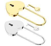 Veemoon 2pcs Heart Shaped Small Padlocks with Key Elegant Love Locks for Jewelry Boxes Diaries Backpacks Suitcases Decorative Security Locks for Travel and Storage