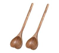 Veemoon 2pcs Heart-Shaped Wooden Spoon Multipurpose Japanese Serving Spoons for Mixing Stirring Cooking Ergonomic Kitchen Utensils with Elegant Design for Salads Honey Desserts