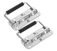 Veemoon 2pcs Heavy Duty Tool Box Pull Handles Made of Iron for Aluminum and Heavy Wooden Boxes Easy to Hold and Operate Silver Flight Case Handles Suitable for Tool Cabinets