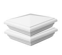 Veemoon 2pcs Inch White PVC Fence Post Toppers with Square Pyramid Design, Easy Installation Protective Post Caps for Wooden Poles and Garden Walkways, Elegant England Style Decorative