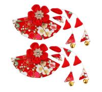 Veemoon 2pcs Japanese Style Hair Accessories Cherry Blossom Tassel Barrettes Soft Fabric Hair Clips for Women Wedding Kimono Traditional Outfits Romantic Handmade Ornaments