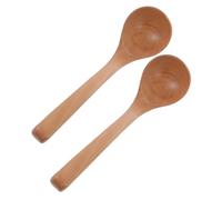 Veemoon 2pcs Japanese Wooden Soup Spoons Curved Hook Long Handle Ramen Bowl Spoon for Soup Serving and Hot Pot Cooking Kitchen Utensils