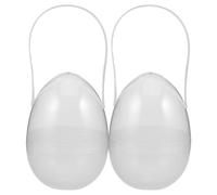 Veemoon 2pcs Jumbo Fillable Easter Eggs Plastic Candy Boxes with Handle Handheld Egg Storage for Party Decoration and Treat Packaging