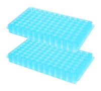 Veemoon 2pcs Laboratory Test Tube Rack Holder with 96 Holes Dual-Sided Blue Plastic Centrifuge Tube Organizer Compatible with 0.5Ml 1.5Ml for Sample Storage and Chemistry Use