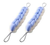 Veemoon 2pcs Long Body Scrubber Exfoliating Back Scrubber Pe Material Dual-Color Twisted Handwoven Bathing Strips for Home and Traveling Cleansing and Exfoliating