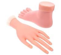 Veemoon 2pcs Manicure Practice Fake Left Hand and Foot Nail Art Training Models Bendable Fingers Suitable for Nail Salon and Personal Practice Random Color