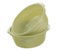 Veemoon 2pcs Medium Green Plastic Wash Basin Household Multifunctional Wash Bowl for Kitchen and Bathroom Use Durable Slip Design Personal Care
