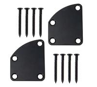 Veemoon 2pcs Metal Guitar Neck Plates with Mounting Screws Matte Black Reinforcement Backplates for Electric Guitar and Bass Replacement Hardware for Neck Stability and Structural Support