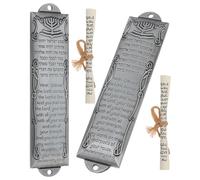 Veemoon 2pcs Metal Mezuzah Decor with Scroll Included Vintage Religious Blessing Ornament for Front Door Lightweight Catholic Judaica Adornment Compact for Home Gatepost Decoration