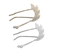 Veemoon 2pcs Metal U-shaped Hair Clip Chinese Tassel Hair Clip Bridal Accessories for Women U Shaped Traditional Chinese Tassels Pearl Leaf Girl Accessory