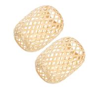 Veemoon 2PCS Mini Bamboo Woven Lamp Shade Durable Portable Pendant Light Diffuser for Table Floor Lamps Lightweight Handcrafted Lantern Cover for Indoor Outdoor Use