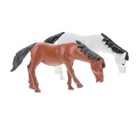 Veemoon 2pcs Mini Horse Figurines PVC Small Animal Sculptures for Fairy Garden Bonsai Decor, Miniature Landscape Accessories for Micro Terrarium Craft, White and Brown