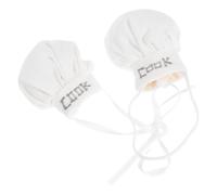Veemoon 2pcs Mini Plush Chef Hats for Dolls Tiny Cook Caps with Elastic and Ribbon Miniature Kitchen Doll Accessories for Stuffed Animal Costumes and Imaginative Role Play