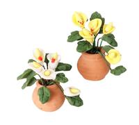 Veemoon 2pcs Miniature Artificial Potted Plants Realistic Lily Flowers for Dollhouse Accessories Micro Landscape Decoration DIY Craft Cute Simulation Mini Flower Pot Ornaments